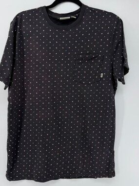 Vans Off The Wall Pocket T-Shirt Large Black Dotted Geometric Print Skater Mens